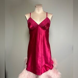 La SENZA Fuchsia Satin Lace Trim Chemise
